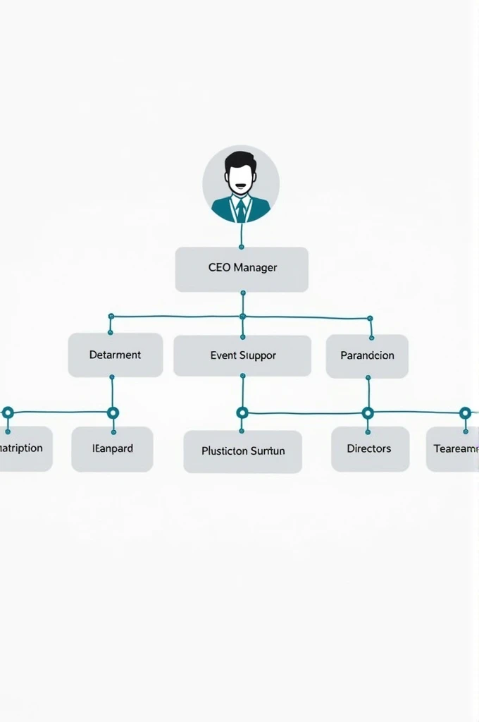 17.MAKE AN ORGANIZATION CHART. Choose: vertical, Horizontal o Circular. Draw according to the positions and indicate the names, respecting the symbols. It must be typical of an event planning company. 