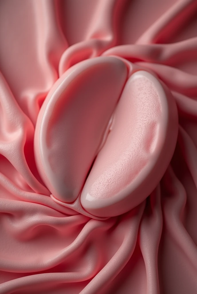 close up image of spread pink vagina, shaved