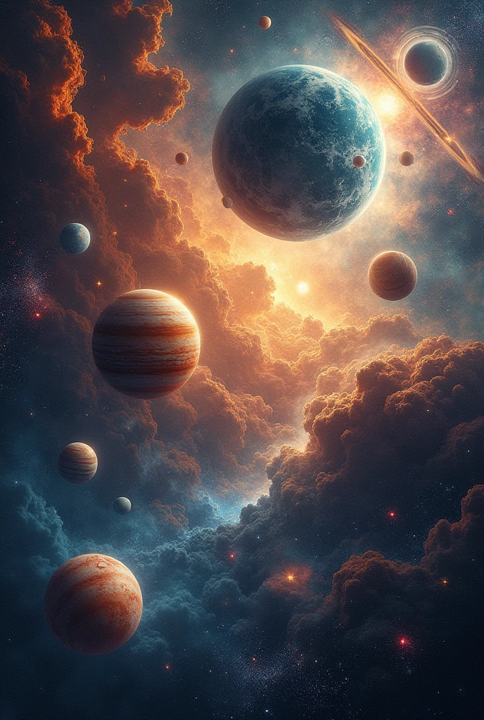 Space portrait planets stars detailed