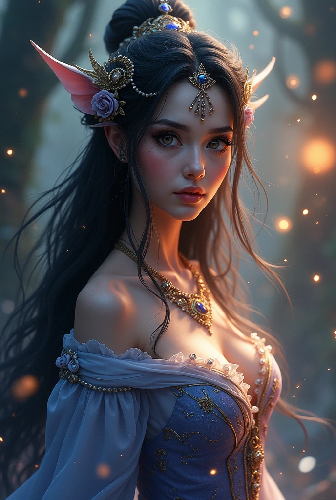 a beautiful genie woman, 1girl, magical genie, flowing long hair, piercing eyes, detailed facial features, delicate features, intricate jewelry, elegant flowing dress, glowing magical aura, mystical background, cinematic lighting, highly detailed, 8k, cinematic, dramatic, fantasy art, elegant, vibrant colors, dramatic lighting
