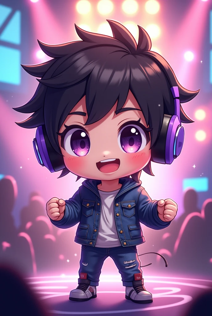 Chibi Cute anime character that can be used as an idol for twitch Male
