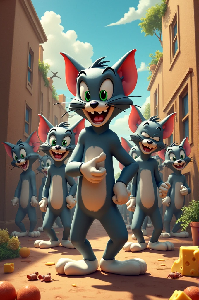 Clones of tom from tom and jerry