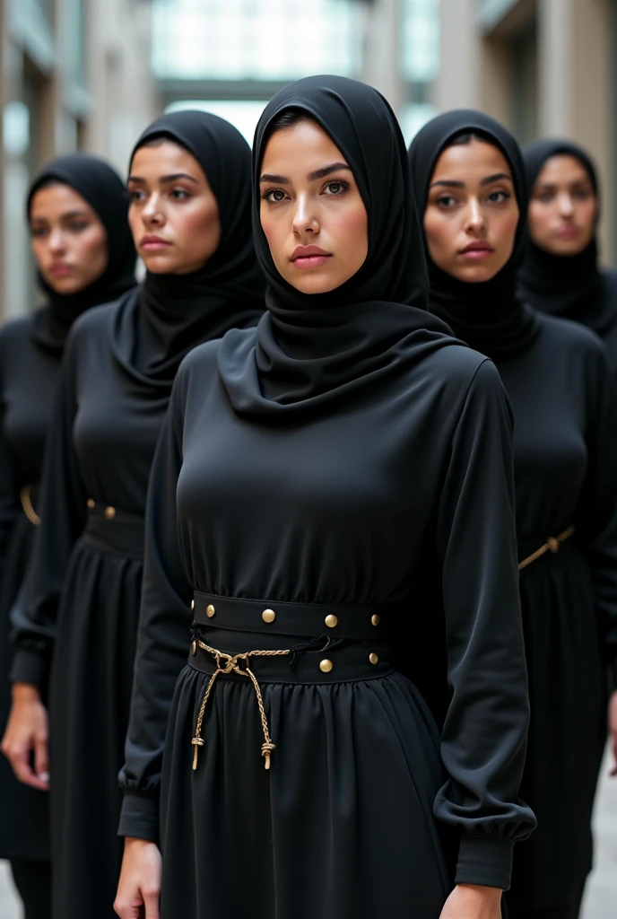 Five white skin Hijab girl with massive breast wear tight clothes