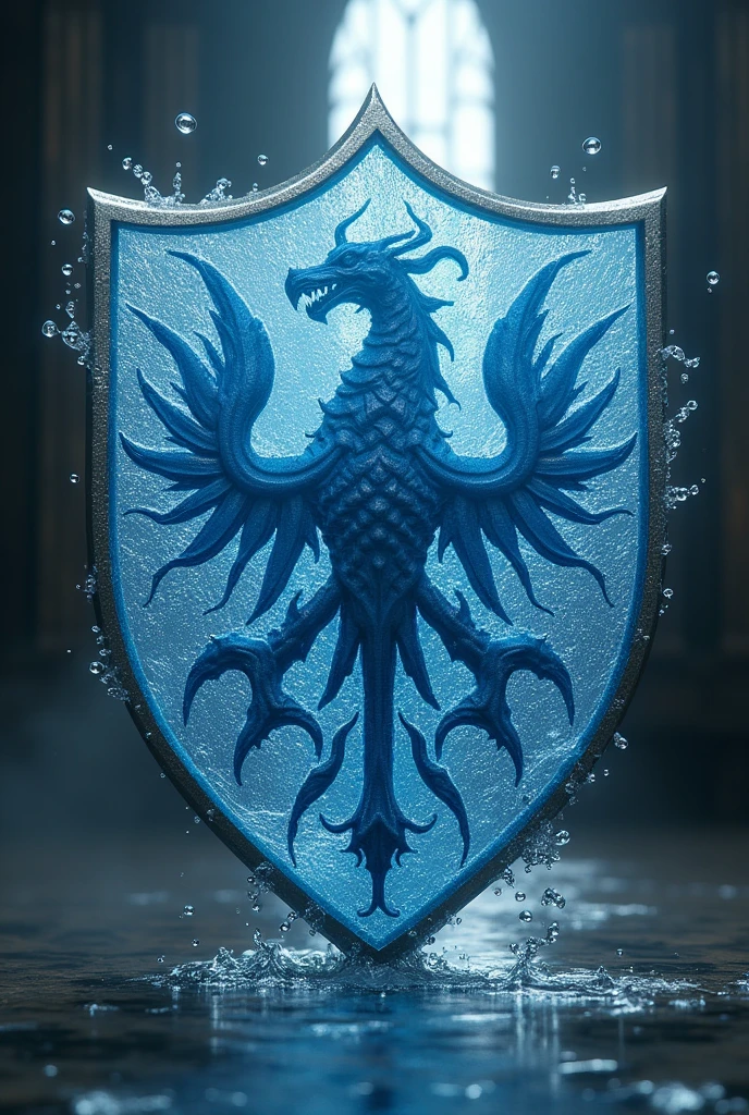 A fantastic medieval emblem made of water