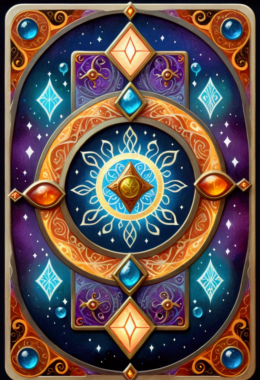 MTG, CCG, TCG, Card Game design, Dixit Card Generator page, a detailed fantasy card game, One playing card, playing card with intricate patterns and designs, detailed magical runes and symbols on card, fantasy kingdom, colorful glowing, dramatic lighting, intricate details, 8k, high quality, masterpiece, best quality, very aesthetic, absurdres