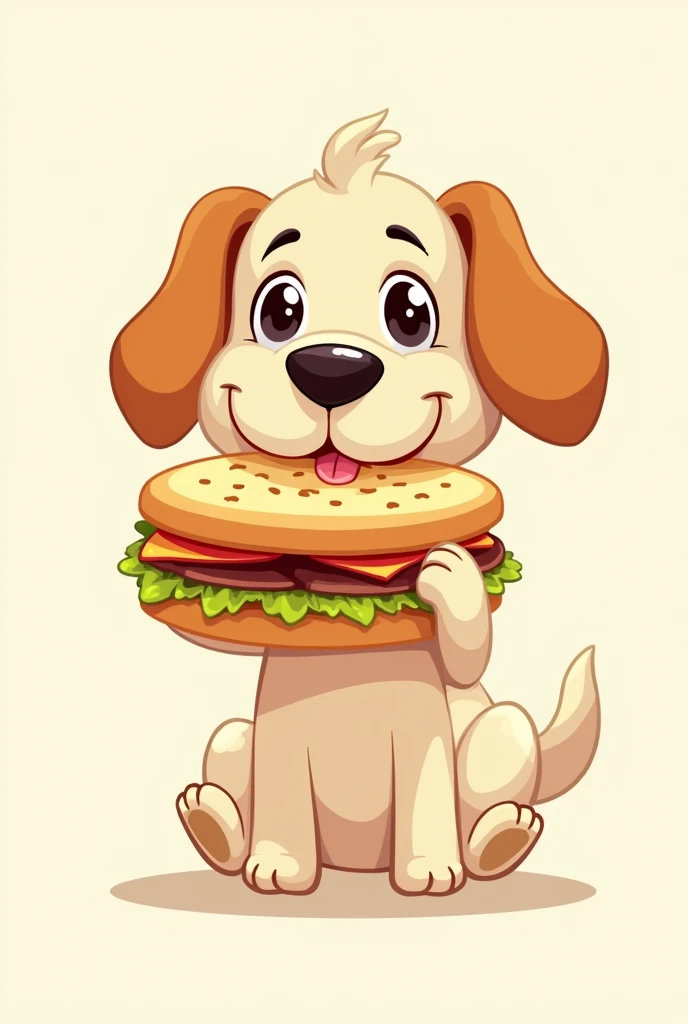 For example, you could create a logo with a friendly-looking stylized dog and a silhouette that resembles a cartoon character, biting into a sandwich or other snack. 