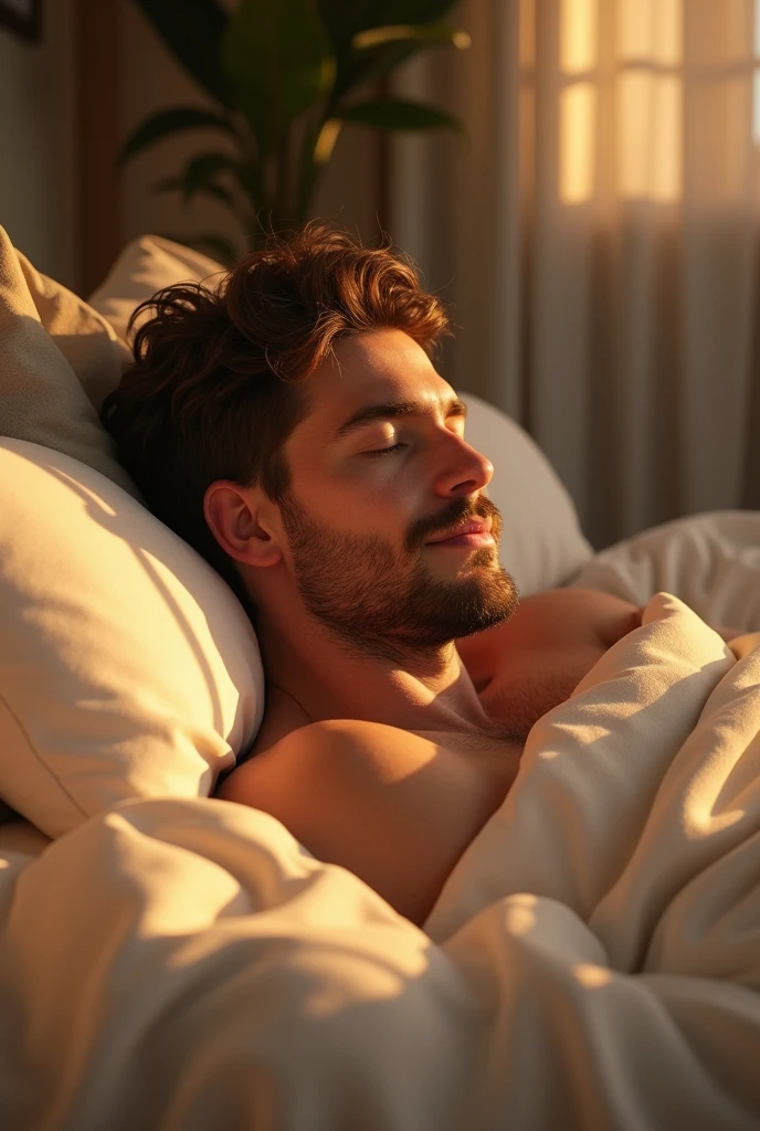 A handsome man sleeping