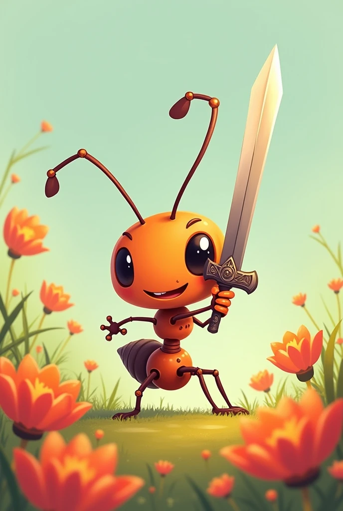 Create an ant with a sword, Chibi art, cute