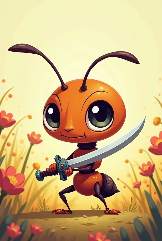 Create an ant with a sword, Chibi art, cute