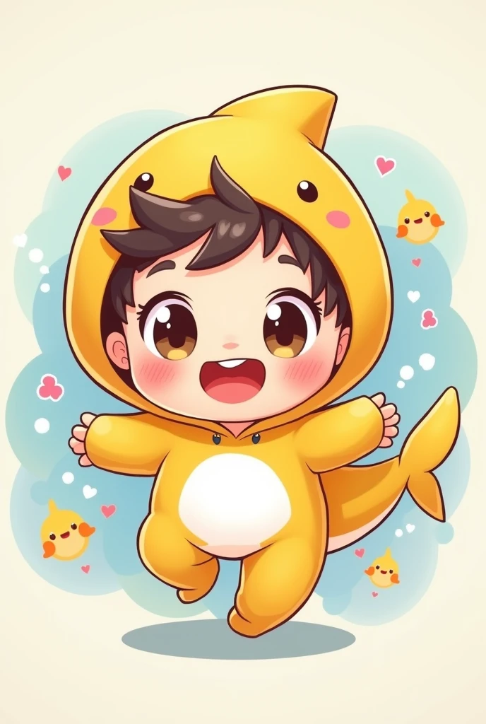 Chibi super happy
baby girl 3 years hooded clothes yellow baby shark