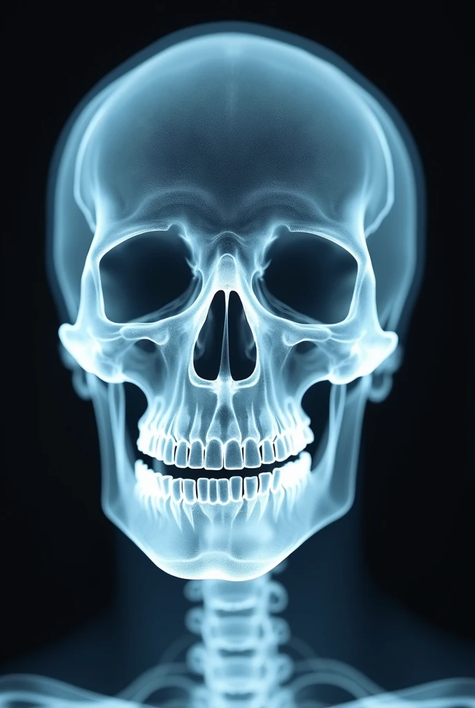 Create a photo of an x-ray of a skull with a naughty smile