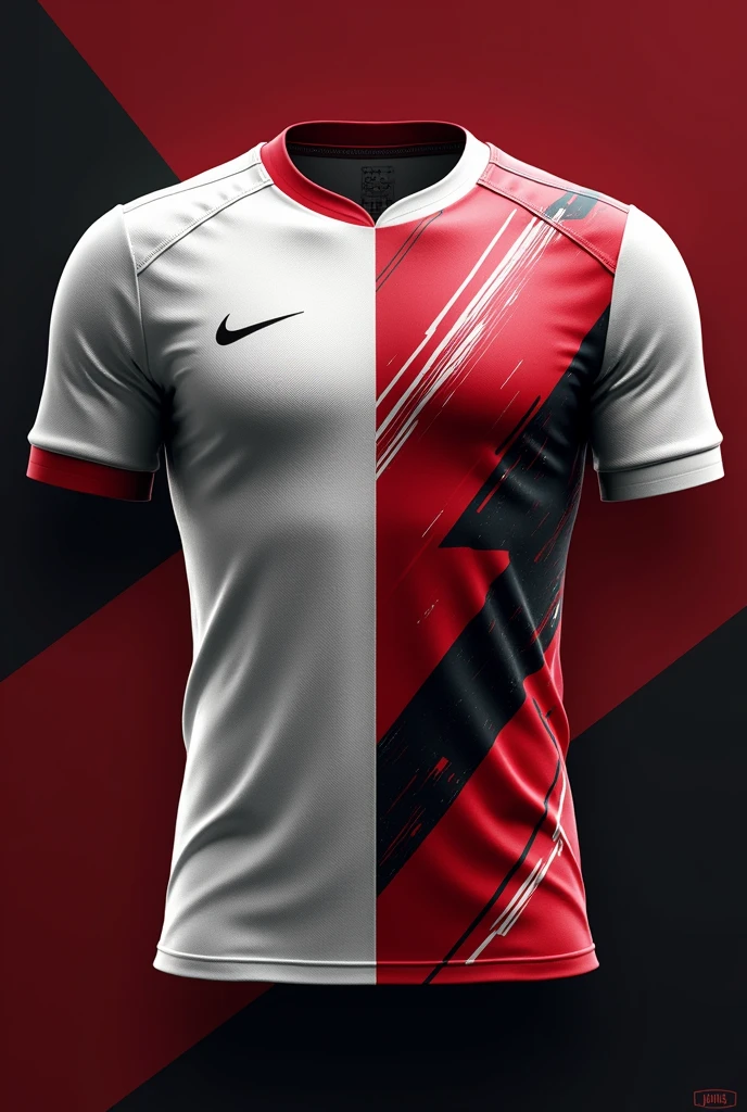 White red and black football shirt with beautiful designs and details Front and back ,