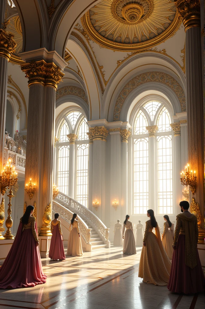 Scenario, inside of a silver and gold castle