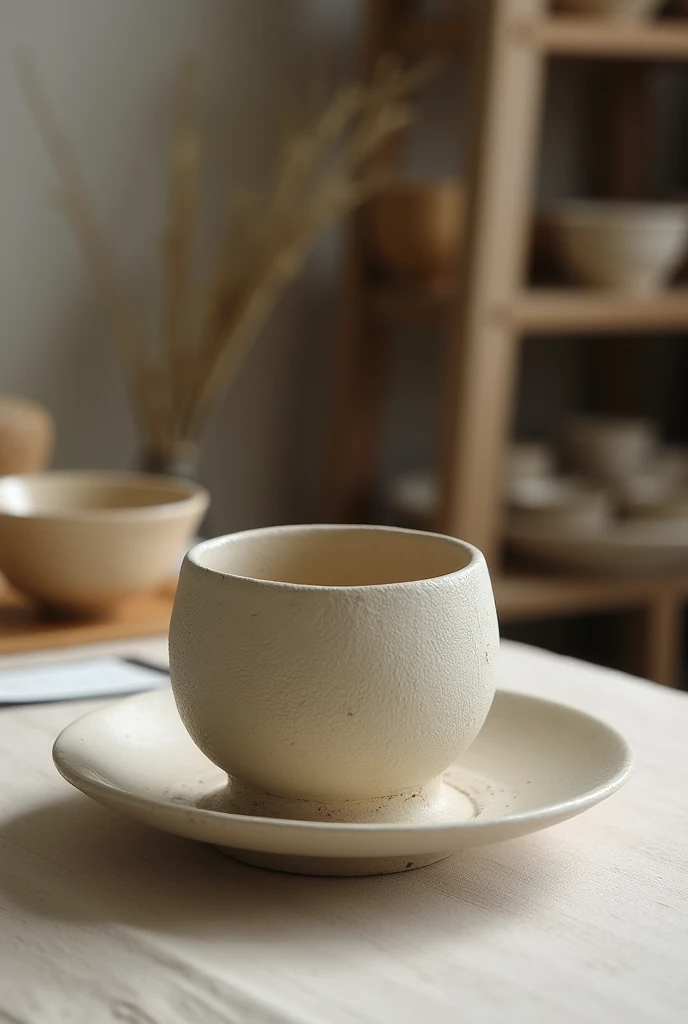Wide lens overview of Lucie Rie Ceramics Various Collection in her studio Tina Modotti-esque Photography Japanoise