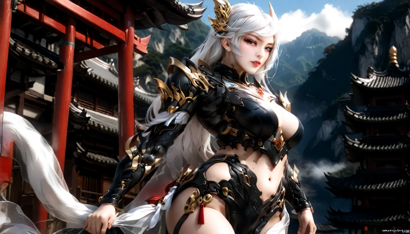 high quality,HD,16K,Sharp Line,1 Girl,fantasy, (Fire Spirits),Pretty Face, Large Breasts, Beautiful legs,In the mountains,Focus Girl,detailed Pretty Face,Detailed clothes,beautiful eyes,Cool,Sexy,Dynamic Angle,穿着华服的神明Strike a pose拍照, Ancient mysterious sexy goddess, Traditional beauty woman, Beautiful female warrior god of war , Beautiful sexy goddess, Gorgeous role-playing, high, Beautiful young girl, Beautiful woman, 华丽Beautiful woman, Complex clothing,Chinese Mystical Aesthetics, Beautiful Asian ancient mysterious girl, Extremely detailed shot of the goddess, Jaw-dropping sexy beauty, Big breasts deep neckline sexy belly button(butt), (bedroom), (Sexy Girls), masterpiece, best quality, Bangs, blush, Chest, clavicle, Eyebrows visible through hair, (Gradient red and gold hair), Jewelry, Long hair,Bright Eyes, ring, (solitary), illustration, fashionable, miss, Strike a pose, background, element, confident, Express, Accessories, majestic, striking, key point, Dynamic poses, ((plump)), (black))Woman in transparent dress,Viewer,(((Full breasts, Keeley University))),Slim waist,(Navel exposed,Bare waist), Long hair, extreme detailed details, 详细的fantasy艺术, Stunning character art, Beautiful and exquisite character art, Beautiful transparent dress, Very detailed, Large Breasts,Chest,Golden ratio figure,Beautiful figure,Ultra wide-angle shooting,Full body shot拍摄,Body close-up,Full body shot,Wearing a pleated tulle skirt,柔和动漫illustration, 柔和的深色background,Fujifilm XT3 Clear focus, f 5.6, High Detail, Clear focus,(Wearing openwork clothing),, (Natural light), (Tempting)translucent, Good velvet quality, Compared, Divine Light,, Silver hair, 天空background, Absolute Strength,Female Shinmei,穿着性感丝绸的Female Shinmei,,Large Breasts,Chest,Golden ratio figure,Beautiful figure,Ultra wide-angle shooting,Full body shot,Body close-up,Full body shot, Wearing a tulle dress, Model shooting style, Large Breasts,饱满Chest,Golden ratio figure,Beautiful figure,(Extremely detailed CG 8k wallpaper unit), The most beautiful artistic photos in the world, , 8K 超HD, ) on the beach,Sexy lazy posture,Sexy seductive expression,best quality,masterpiece,Ultra-high resolution,(Practical:1.4),original photo,Ultra-high resolution
