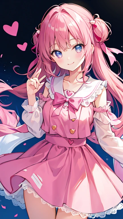 Smiling girl、heart、pink