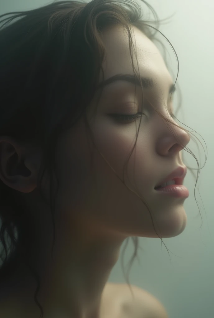 I am the blurred lines of her and her different faces that exist above her of her different lives only a blurred figure of her body and the expression of her face that sees the pain is seen , It is hope come true, her entire body is seen in blur, the message I want to convey is that there is tranquility for her. , 24k artwork uses volume in shadows uses the rules of composition uses the rules of cinema uses its colors rule of thirds and all the rules of photography uses the compositions of cinema shadows with volume and uses the latest image creation techniques photoshop rendering