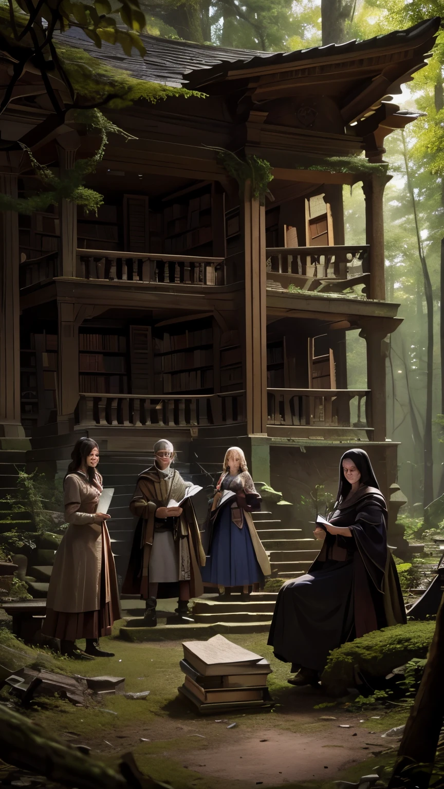 group of friends stumbles upon an ancient, abandoned library hidden deep within a forest. As they explore, they find a strange, dusty tome filled with cryptic symbols and dark magic. When one of them accidentally reads a spell aloud, they unknowingly summon malevolent spirits that begin to haunt them. The friends must now navigate the twisted library, each corner hiding terrifying secrets, while battling the spirits and trying to find a way to reverse the curse before it's too late.