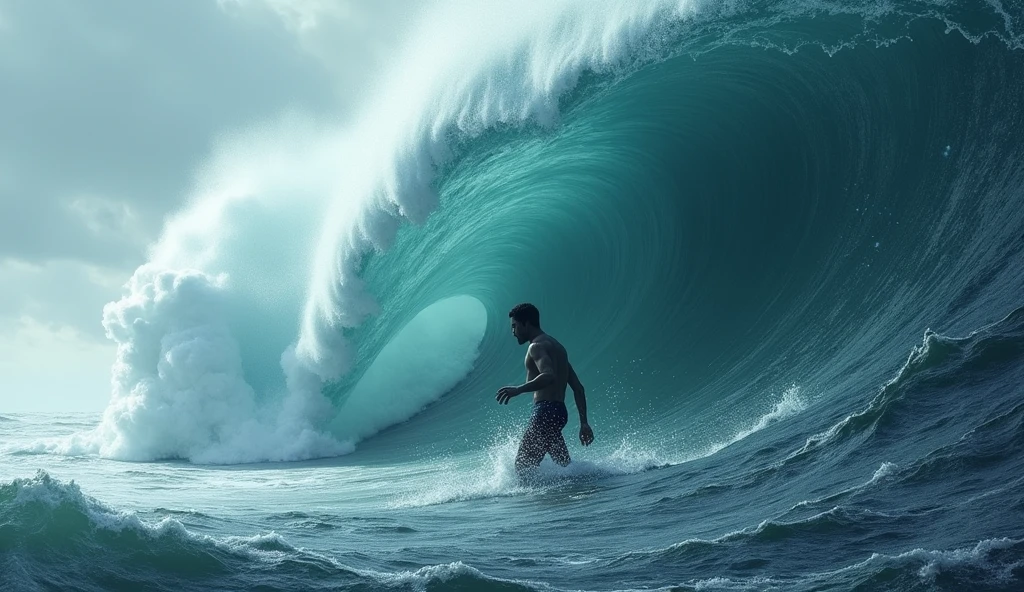 Man in ocean wave dangerous condition
