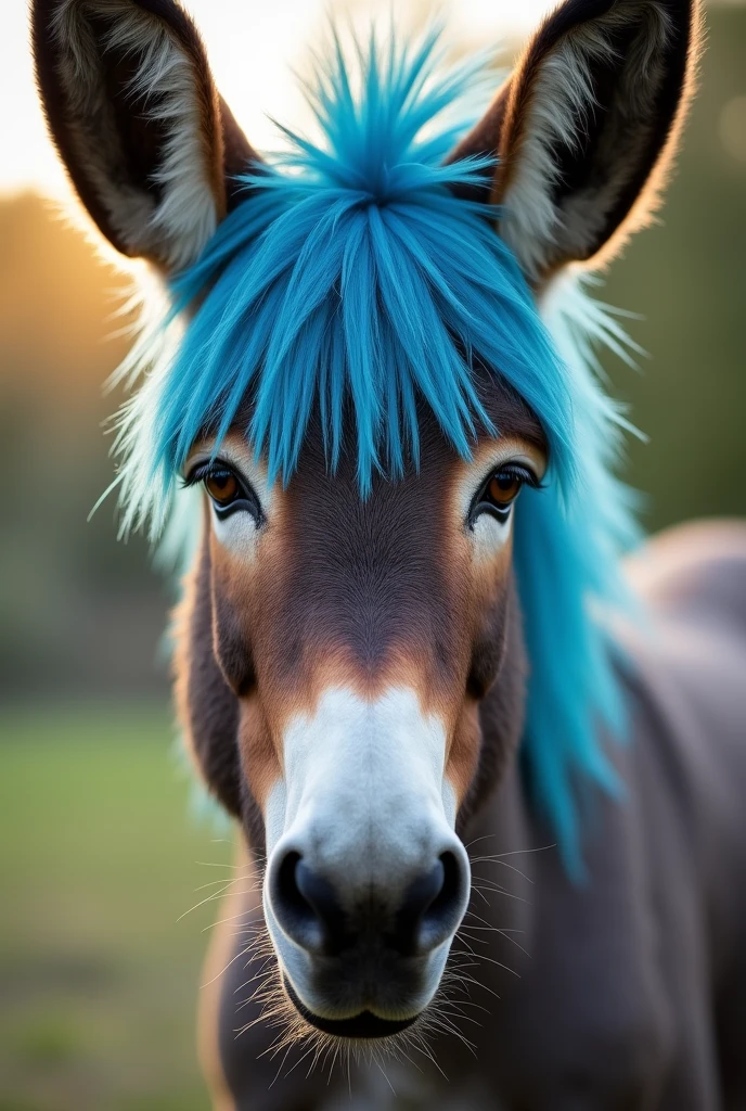 A donkey with blue hair 