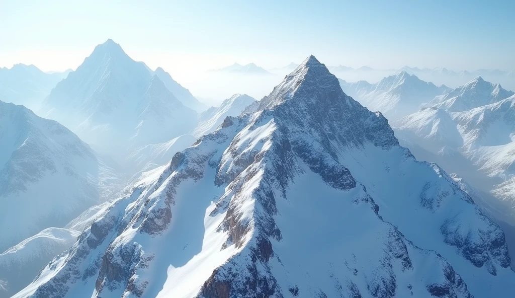 Stunning drone shot of snow-capped mountain tops,heavy snow,HD