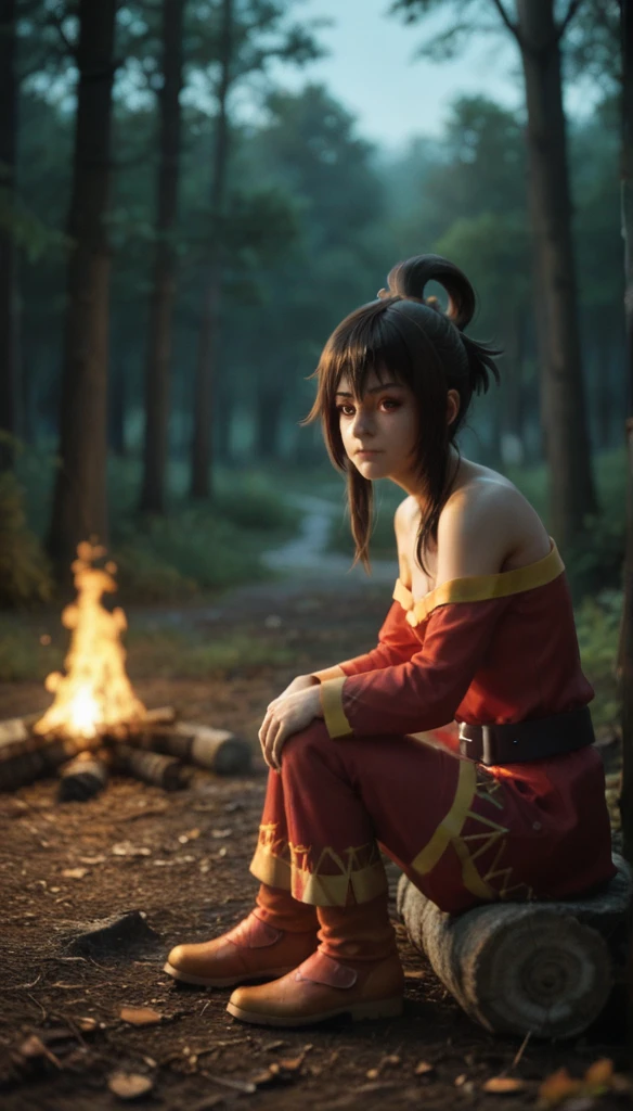 (zPDXL2), score_9, score_8_up, score_7_up, source_anime, 2d,

((1girl, solo, (megumin, konosuba:1.35), wide samurai pants, geta footwear, near campfire, lean back, tree, sits across-legged, hands on knees, fresh scars, (medium breasts), ((looking at viewer, facing viewer,side view)), forest background, dark forest, night time, fire, campfire, 
,AissistXLv2, unaestheticXL_bp5, SimplePositiveXLv2, zPDXL2 PonyXLV6_Scores