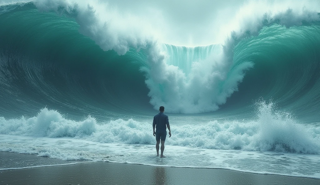 Dangerous waves Vs man in ocean 