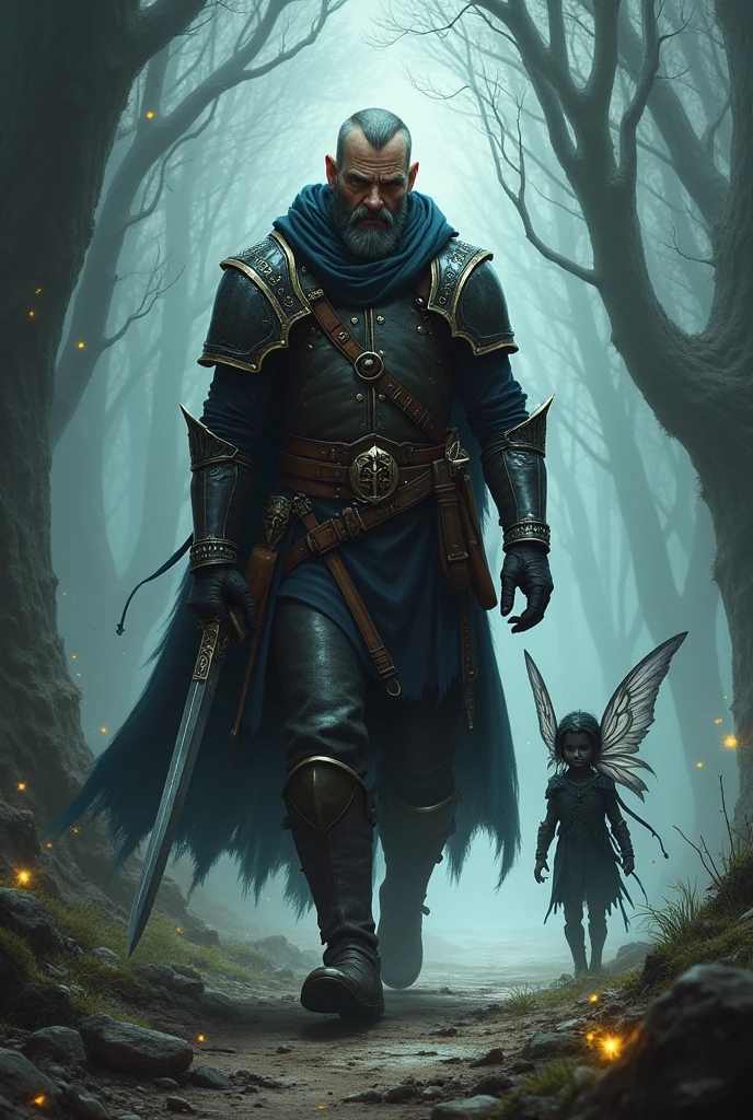 I want you to make an RPG character, a necromancer paladin / rogue with a dark fairy accompanying him