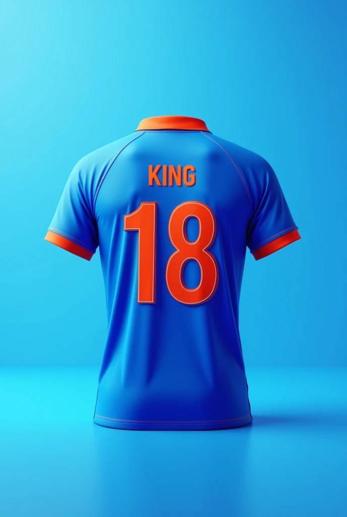 Full sky blue indian cticket jersey,from back side king name and number 18