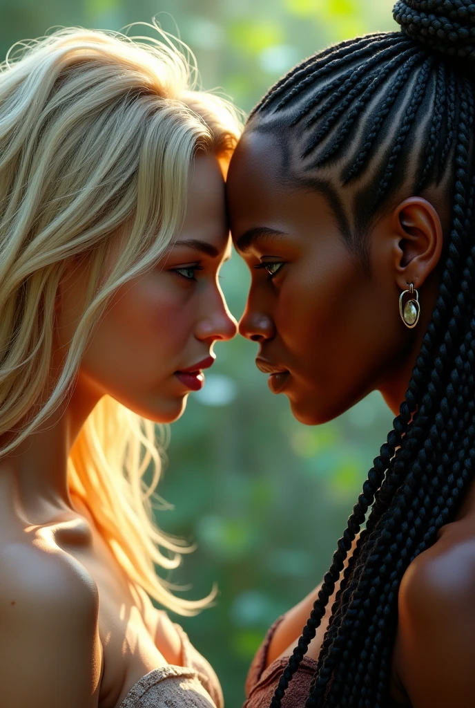 white skinned blonde girl vs a black skinnd braid girl
