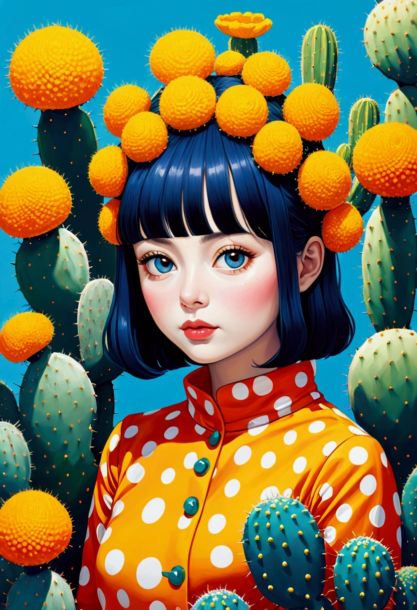 Yayoi Kusama style,An abstract painting,Coronavirus Plant,Pop Art,Dense,2d!!!
author:Annabel Kidston, Saturated pointillism, cactus, inspired by Yayoi Kusama, inspired by Yayoi Kusama, inspired author:Annabel Kidston, By Pasitha Abad