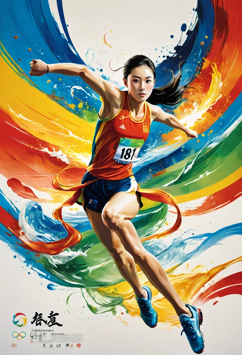 masterpiece, best quality, {best quality}, {{masterpiece}}, {high resolution}, {{{Field Field}}, Olympic Games Chinese Sports, poster,athlete, Clear focus, 