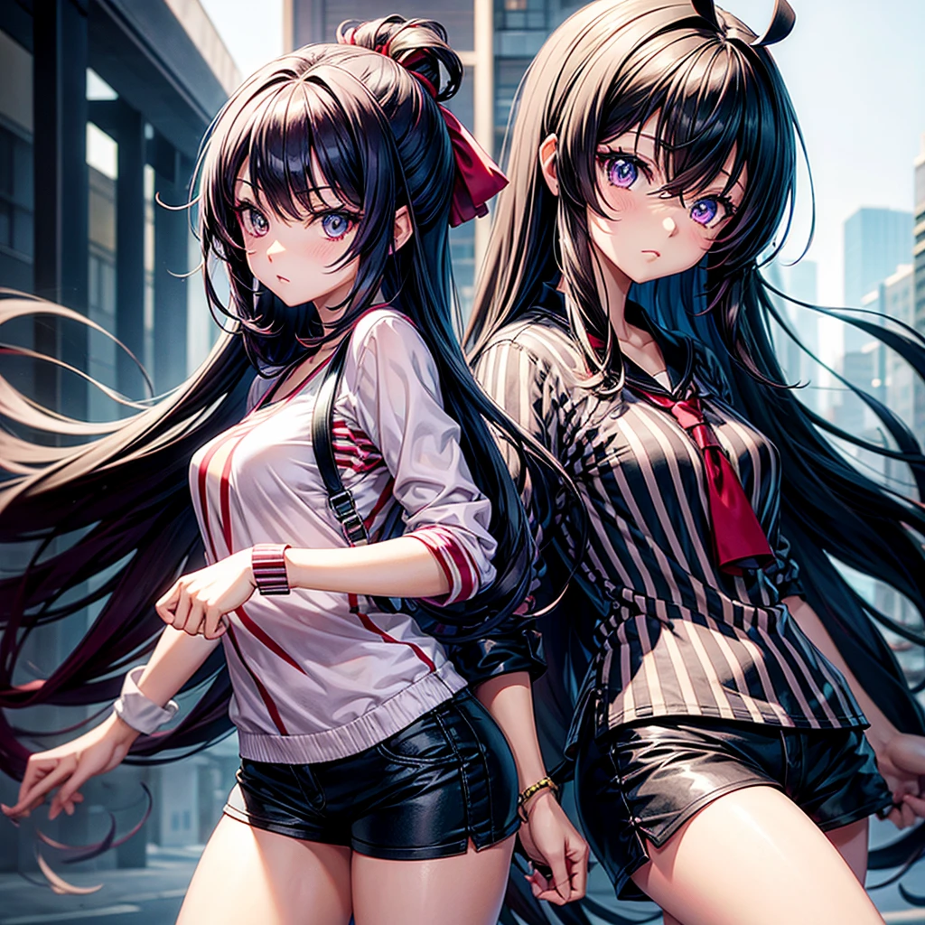 nsfw, 2girls, nude, full body, school girls, (masterpiece: 1.4), (8K, realistic, raw photo, best quality: 1.4), school uniform, view from below, legs open, nipple areola shape clear, slit_pussy, beautiful breasts, Japanese girl, beautiful cute face, (real face: 1.4), perfect pussy, beautiful hairstyle, realistic brown eyes, beautiful detail eyes, (real skin: 1.3), beautiful skin, attractive, ultra high resolution, ultra realistic, cinematic lighting, black colored hair, short hair, modern city street