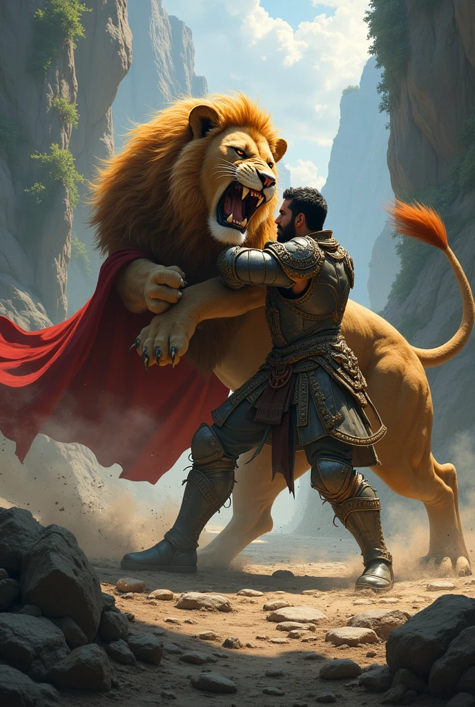 King cheran fiting with lion