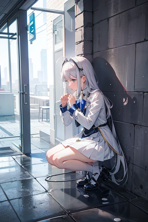 Silver Hair　Magical girl　Urinating