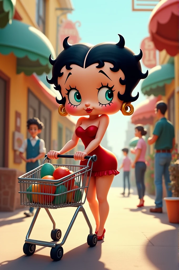 Betty boop with shopping cart