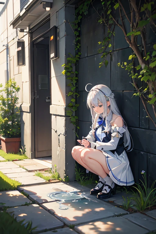 Silver Hair Magical girl Urinating