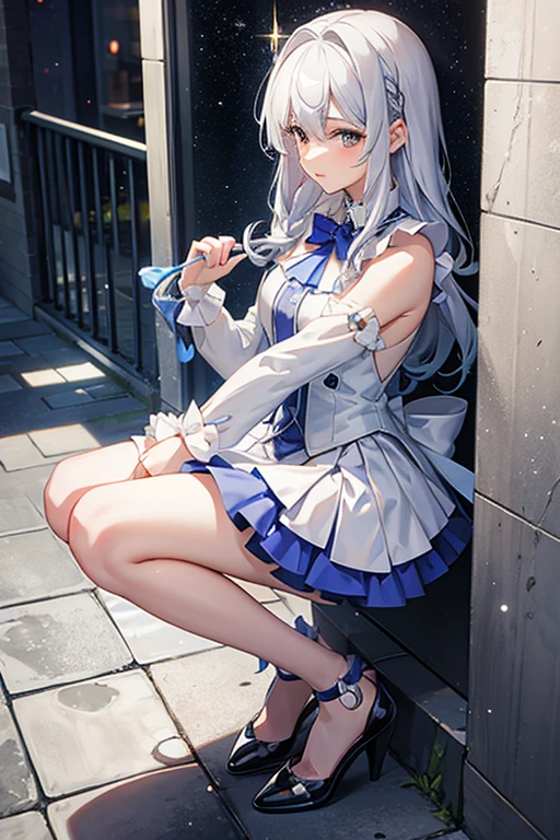 Silver Hair　Magical girl　Urinating