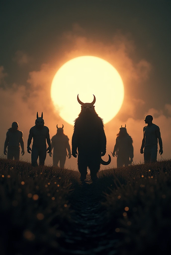 A bunch of creatures being released in a rare eclipse