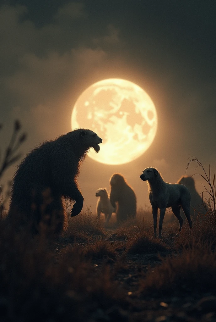 A bunch of creatures being released in a rare eclipse