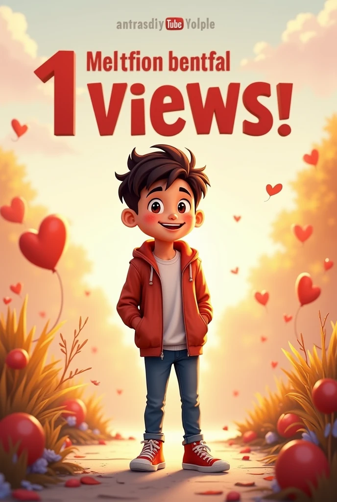 A boy that say Thanks for 1M views in make with using latter
Channel nama arnablifstyle104
Tha boy should be reach looking
Mantion the channel name