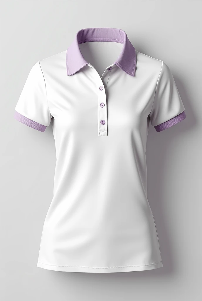 Mockup of a white polo shirt for women with its lilac button placket 