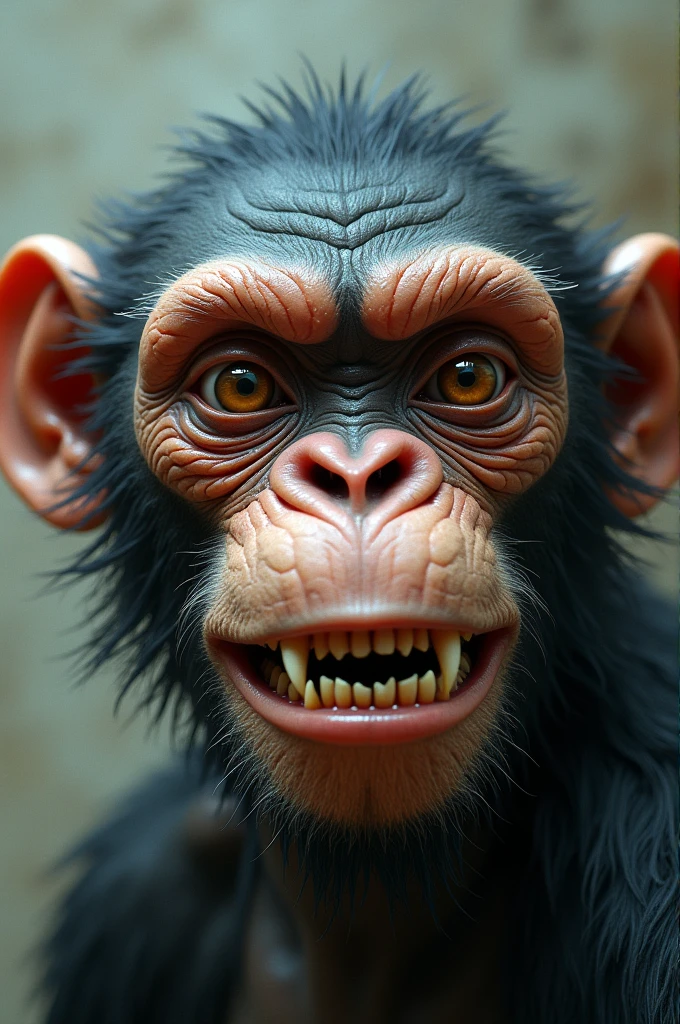 Monkey face on man