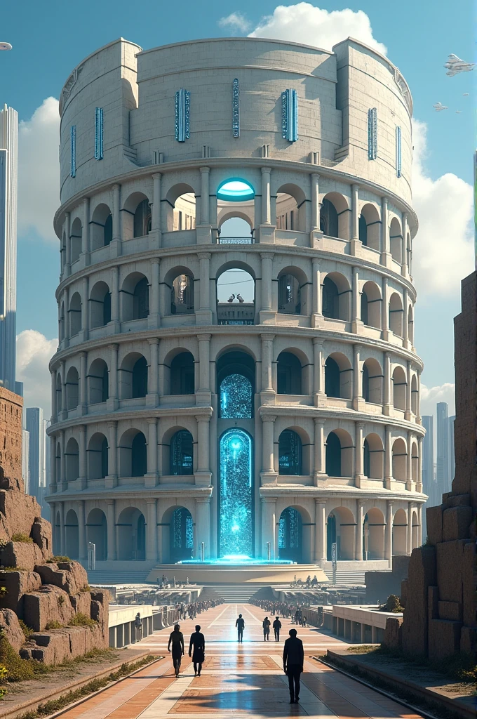 A futuristic, but yet highly accureted of the colosseum in the year 2500