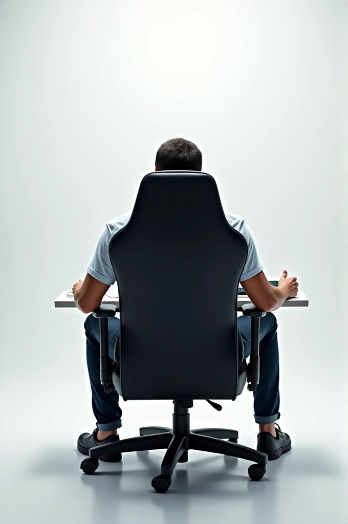 Make a image , a man sitting on a gaming chair. Back lock . Make it png