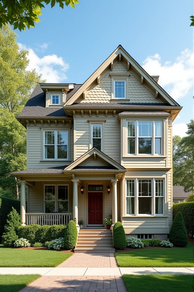 House with 2 large windows on each side