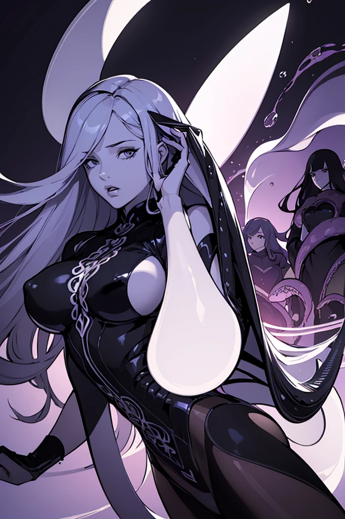 
((superflat, masterpiece, flat shading)), Cinematic shot of multiple females having sex with tentacles, (((4 females))), many tentacles, hands in panties, perfect bodies, (tentacles around), high contrast light on body, face in shadow, perfect composition, highly detailed, from below 