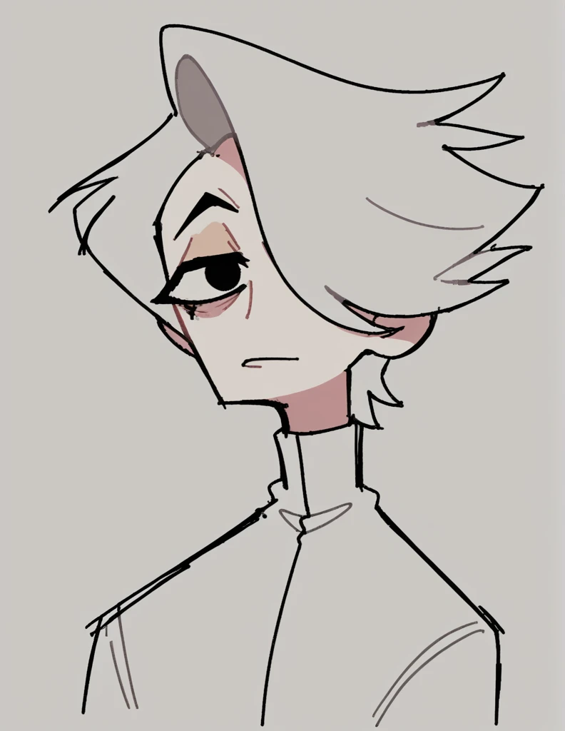 zPDXL, score_9, score_8_up, score_7_up, source_anime, BREAK
sketch, flat color, 1guy, solo, black eyes, vivziepop, helluva boss, portrait, hair over one eye, priest, angel wings