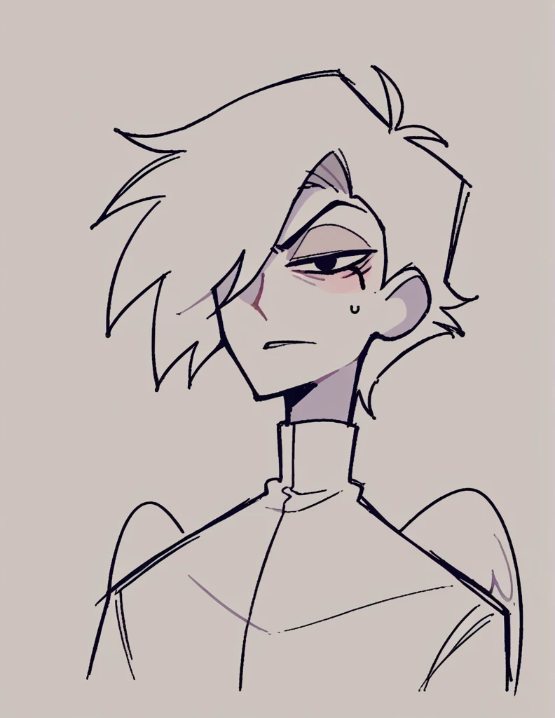 zPDXL, score_9, score_8_up, score_7_up, source_anime, BREAK
sketch, flat color, 1guy, solo, black eyes, vivziepop, helluva boss, portrait, hair over one eye, priest, angel wings