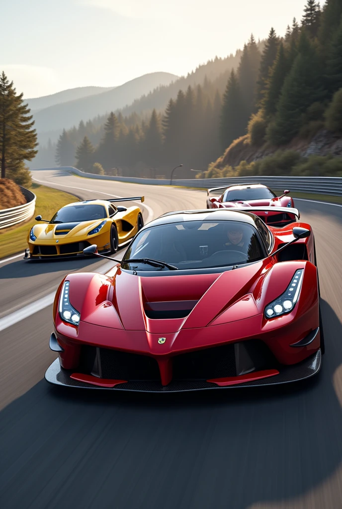 create a race between mclaren senna dodge viper and ferrari f40